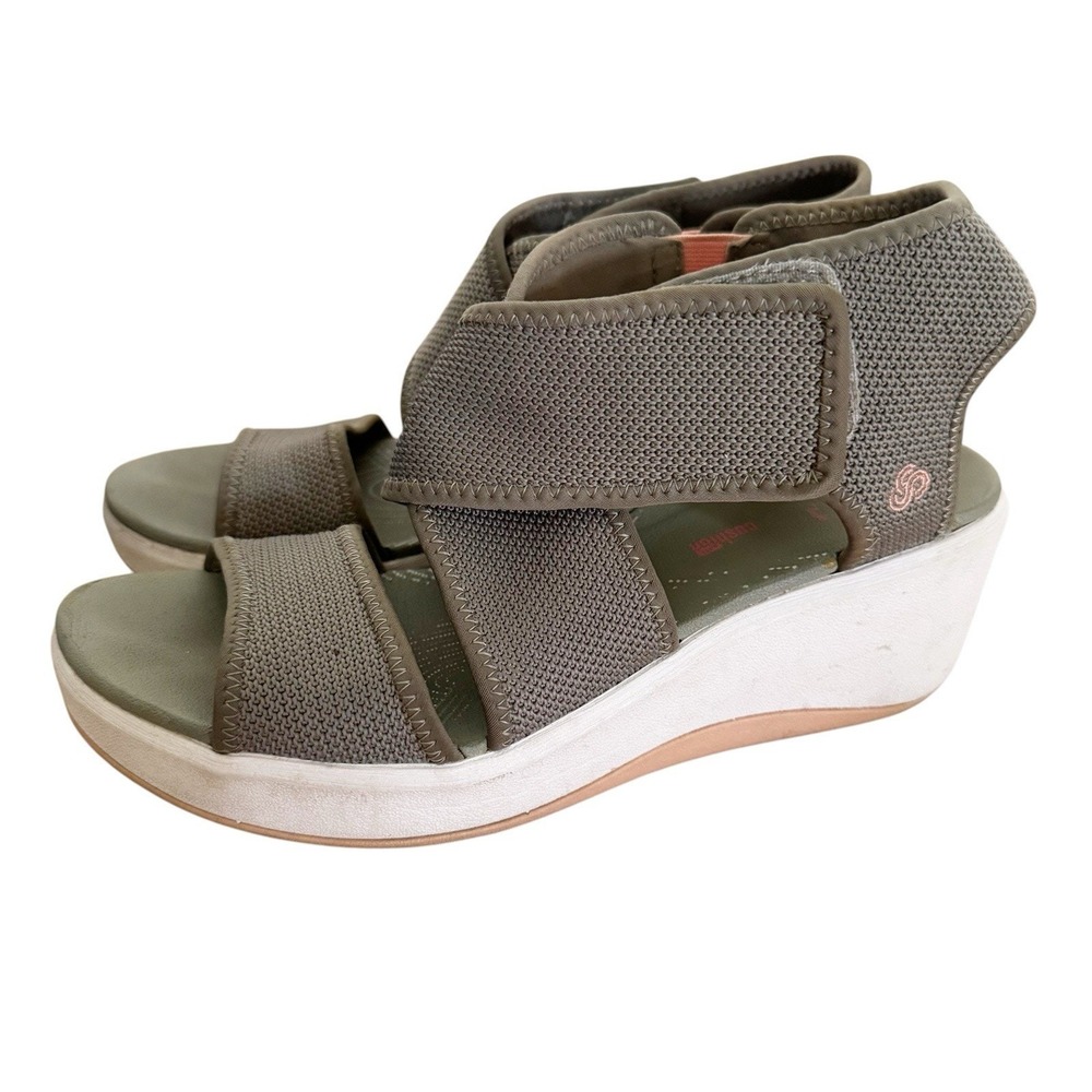 Clarks Cloudsteppers Cross Strap Wedge Sandal Step Cali Gray Size 7.5 - Picture 4 of 7